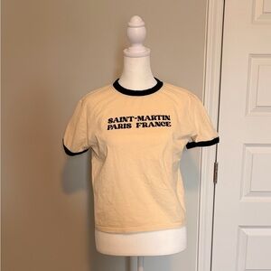 Zara Beige T-Shirt with Black Accents